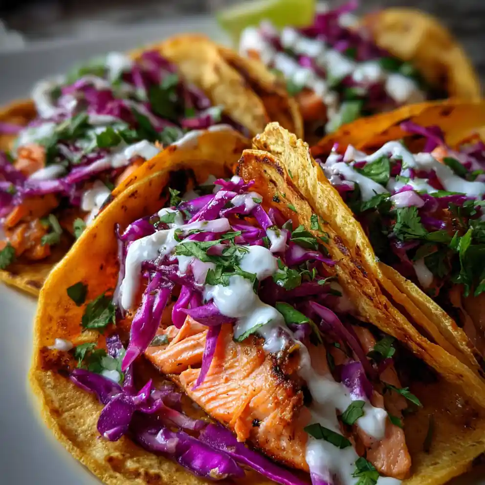 salmon tacos recipe With Purple Cabbage Slaw
