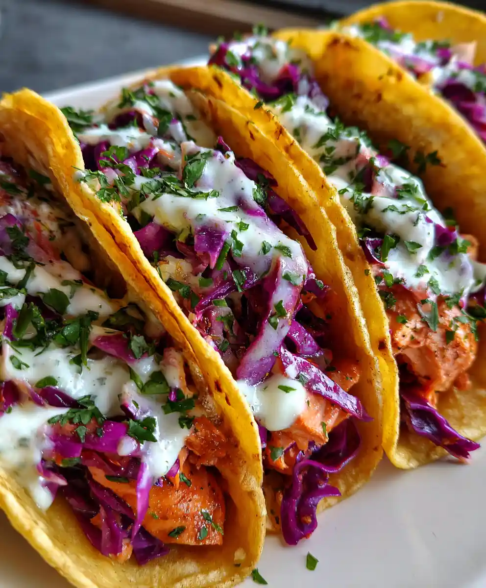 salmon tacos recipe With Purple Cabbage Slaw