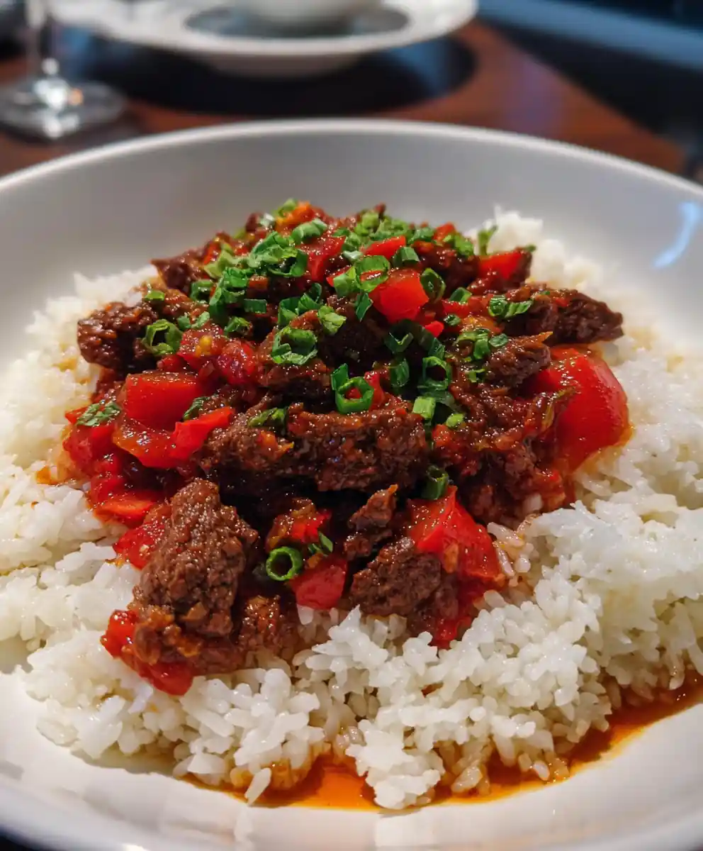 spicy bowl recipe Chili-Red Beef And Rice