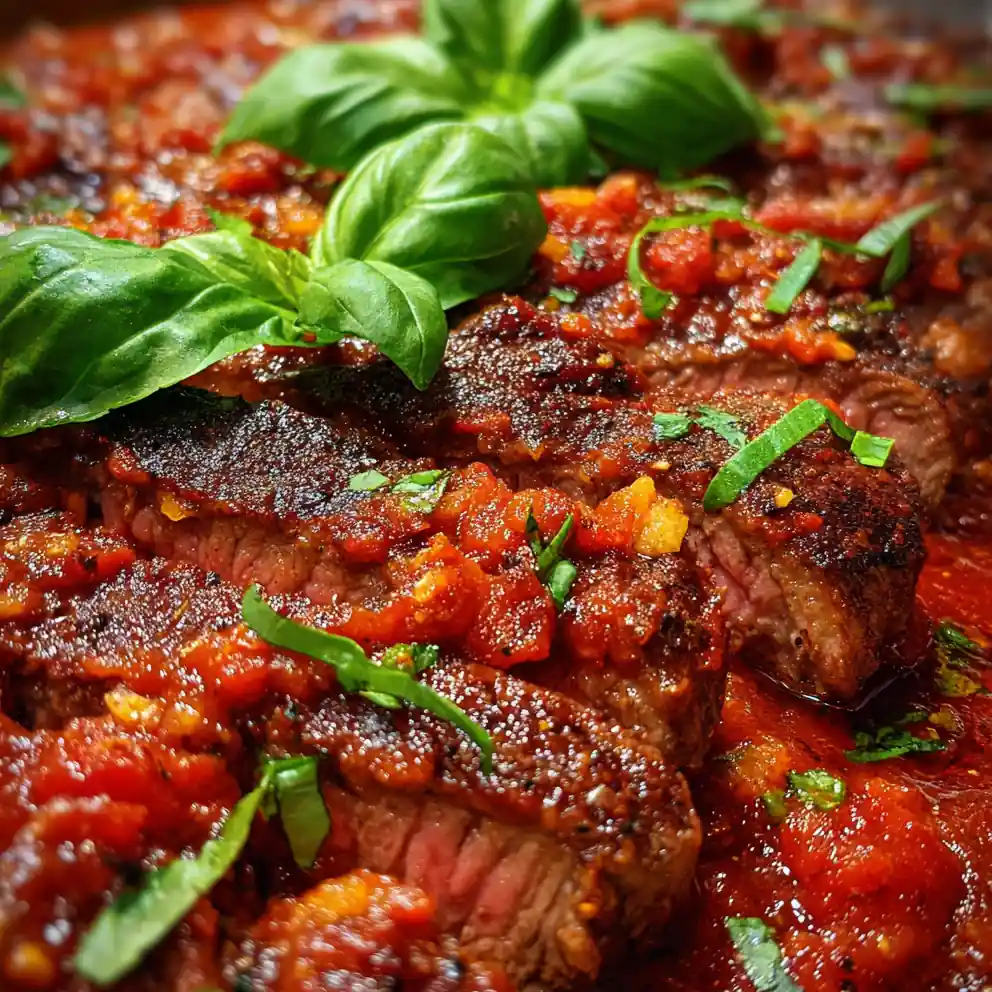 steak pizzaiola recipe With Charred Tomato Pan Sauce
