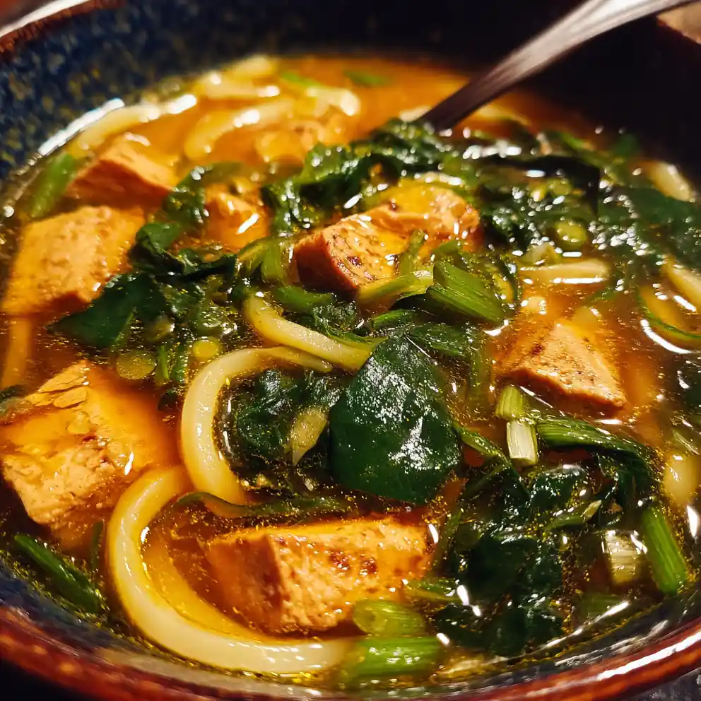udon noodle soup recipe Miso Broth With Emerald Spinach
