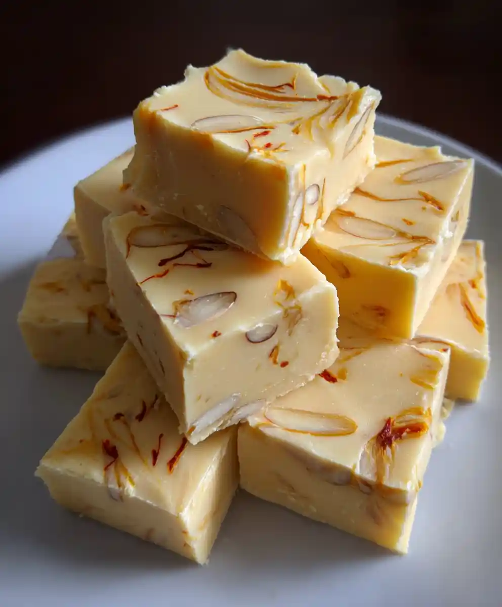 vanilla fudge recipe With Saffron Almond Veins