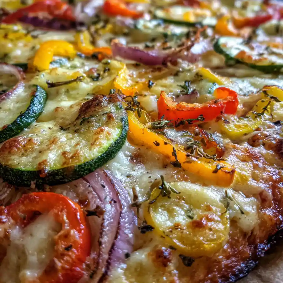 vegetable pizza recipe With Rainbow Pepper Confetti