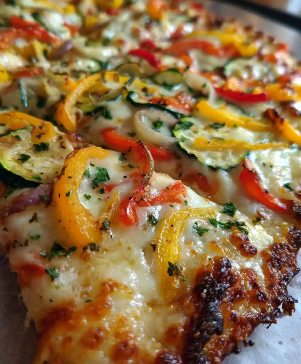 vegetable pizza recipe With Rainbow Pepper Confetti