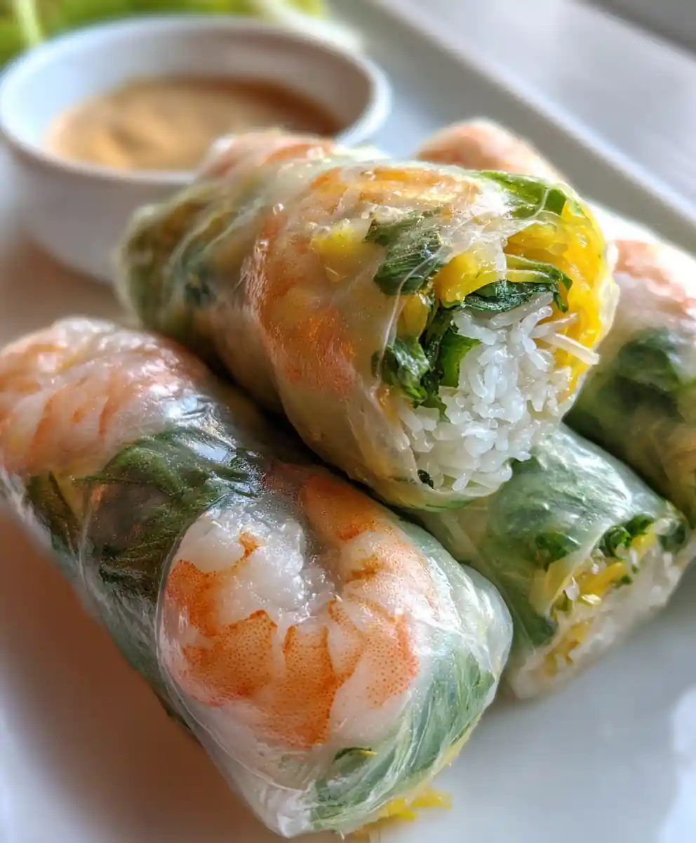 vietnamese spring roll recipe With Emerald Herb Wrap And Mango Threads