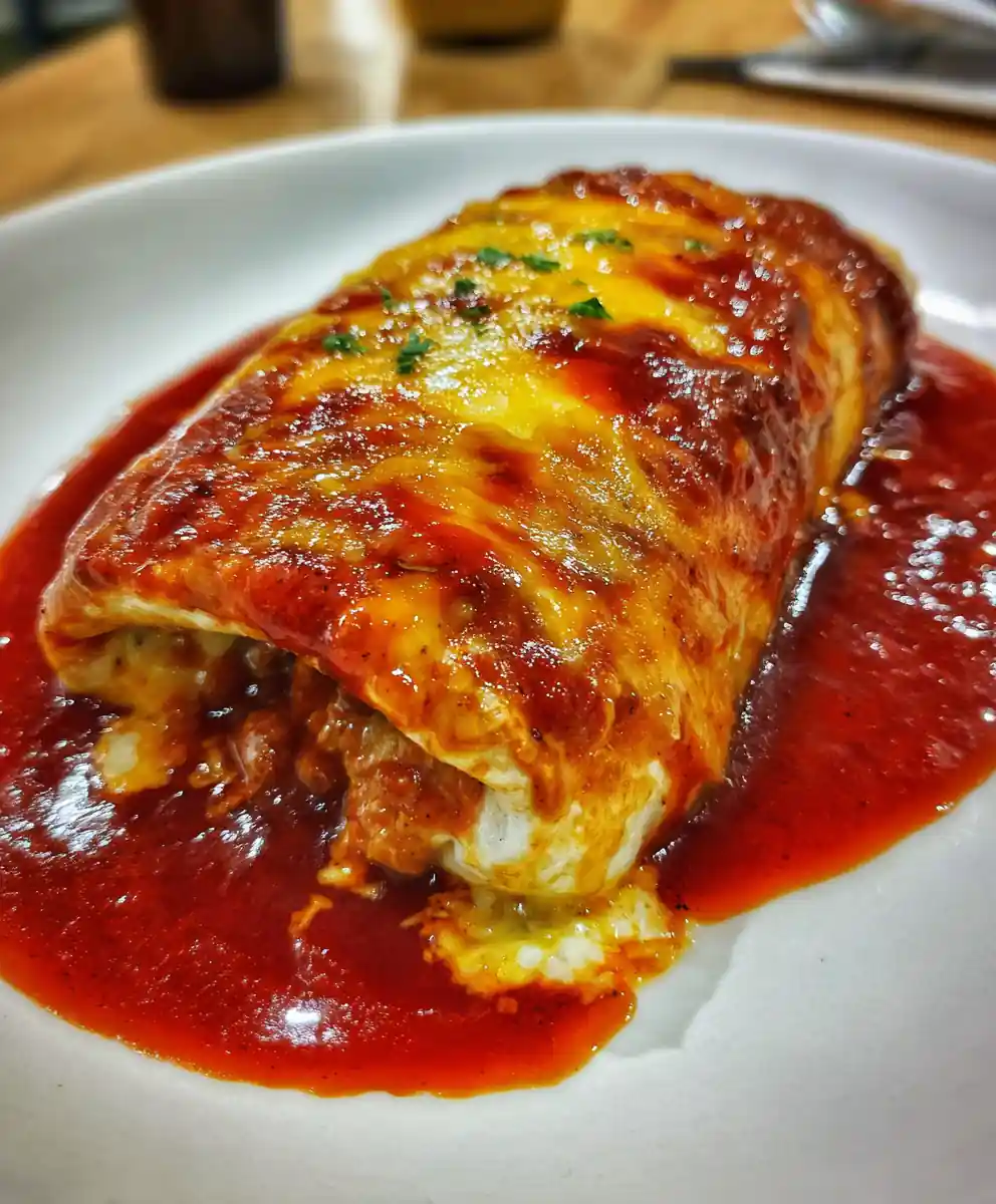 wet burrito recipe With Red Enchilada Bath