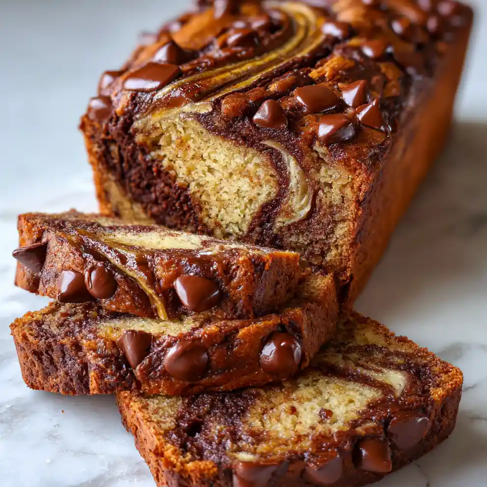 bannana bread recipe Chocolate Chip Marbled