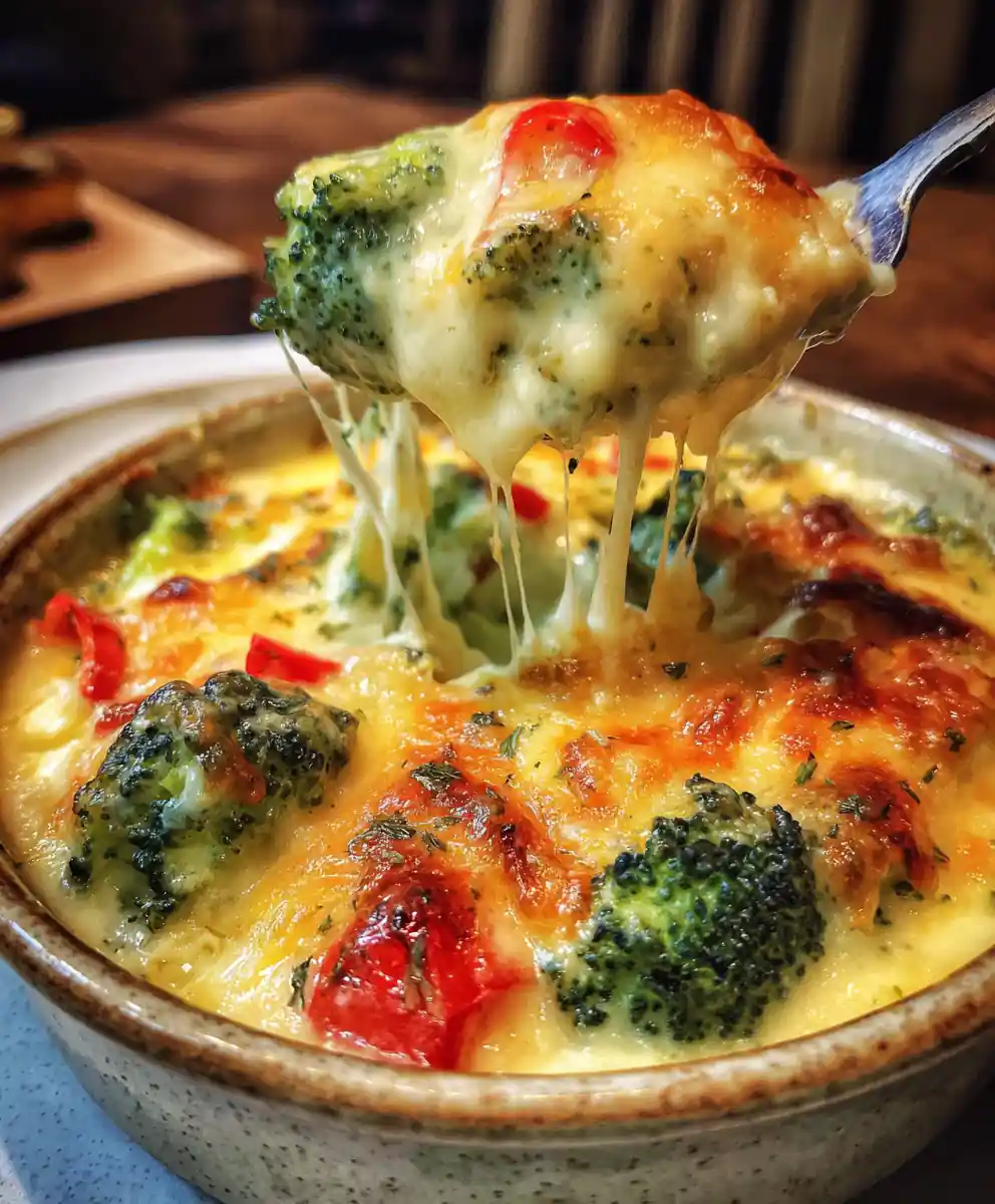 broccoli bake recipe Cheddar Melt and Red Pepper