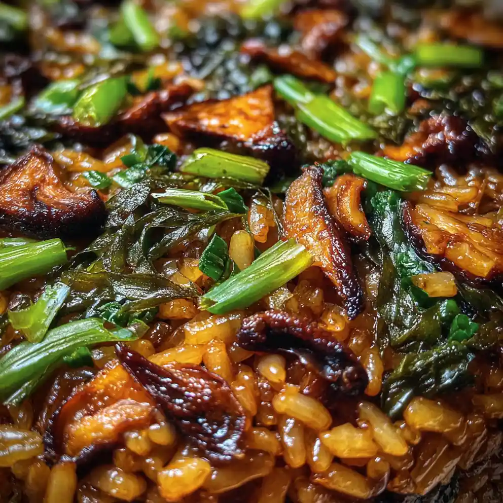 chinese sticky rice recipe Mushroom-Scallion Jade-Studded