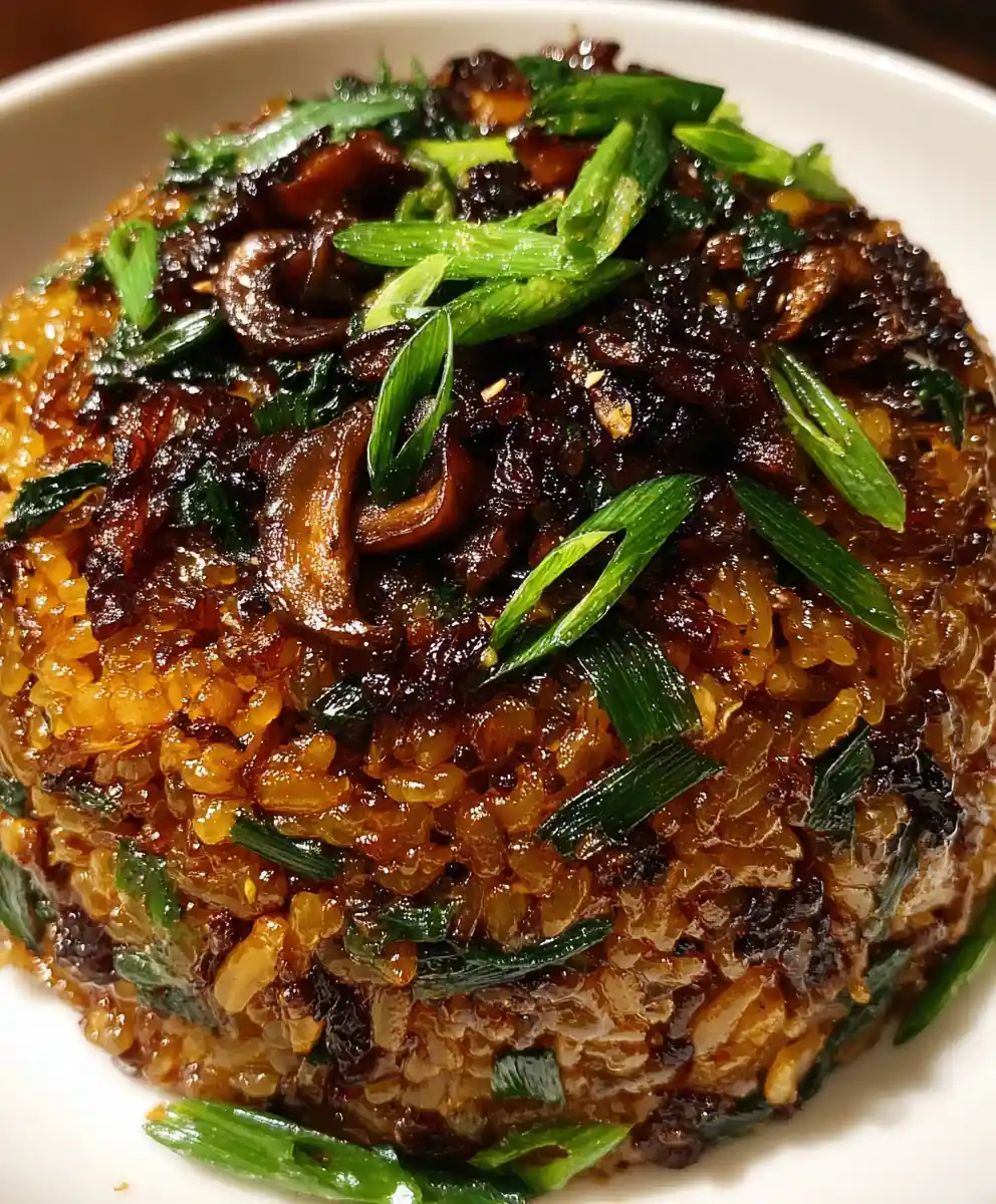 chinese sticky rice recipe Mushroom-Scallion Jade-Studded