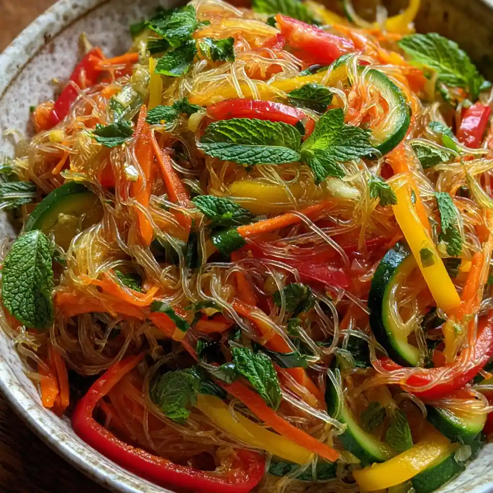 glass noodle recipe Chili Lime Rainbow Veg Toss