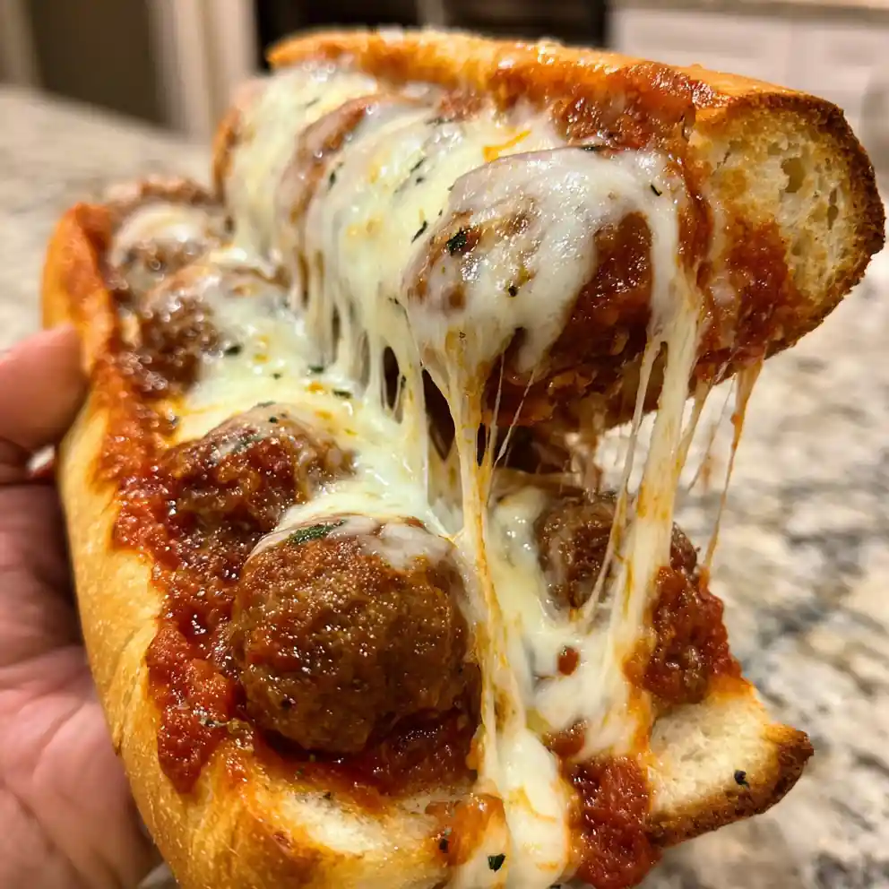 meatball sandwich recipe Marinara Red and Mozzarella Pull