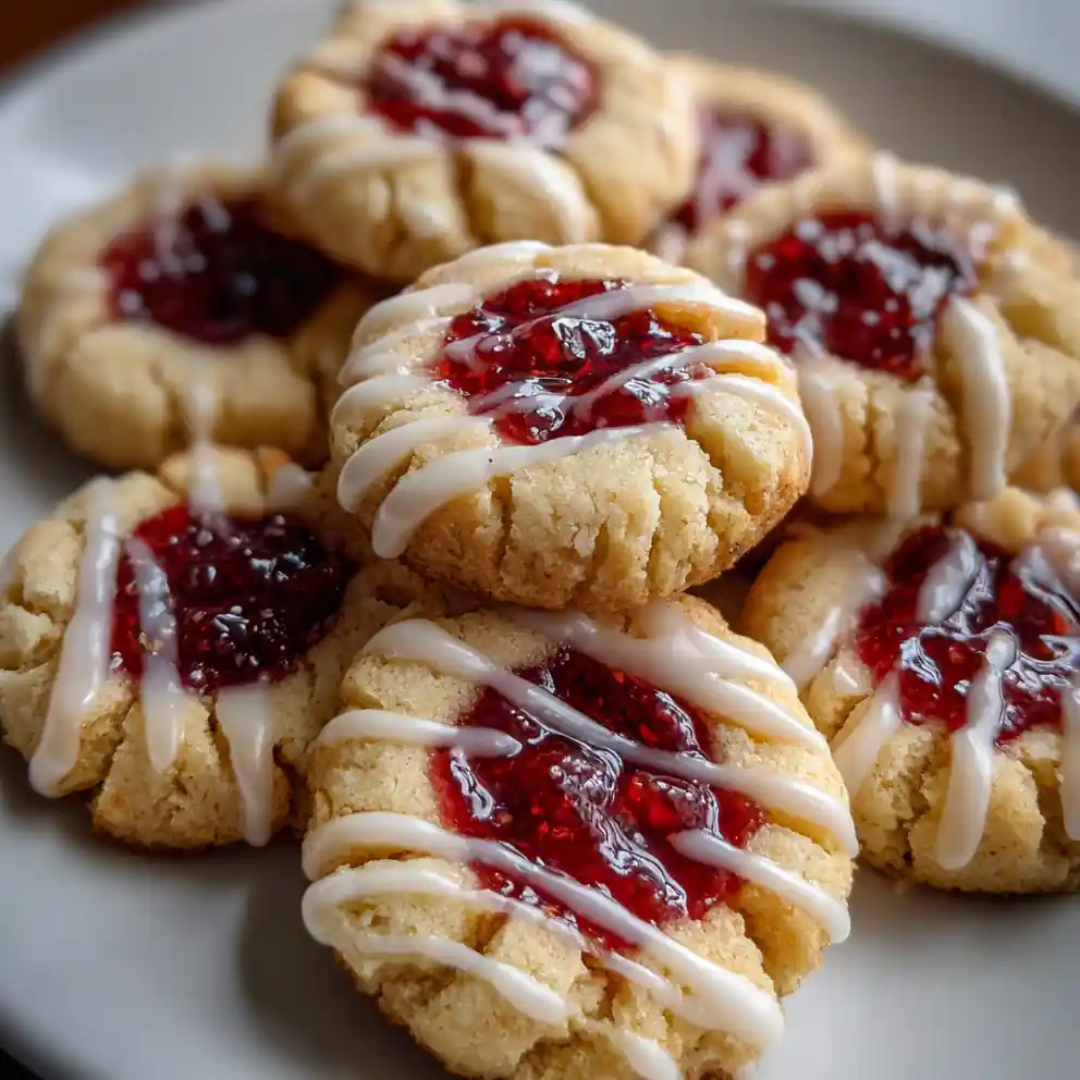 raspberry thumbprint cookie recipe Almond-Glazed Ruby Centers