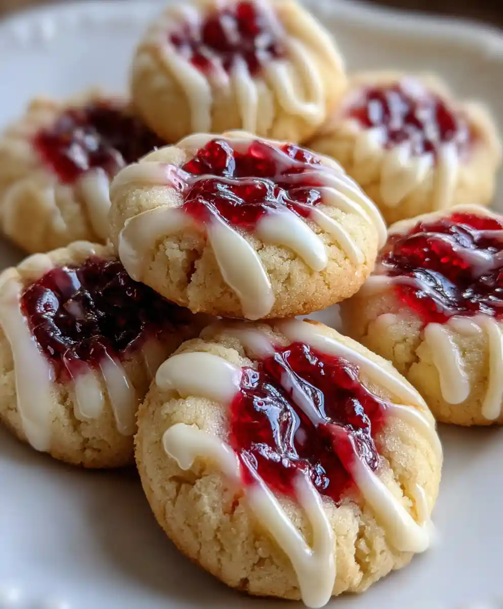 raspberry thumbprint cookie recipe Almond-Glazed Ruby Centers
