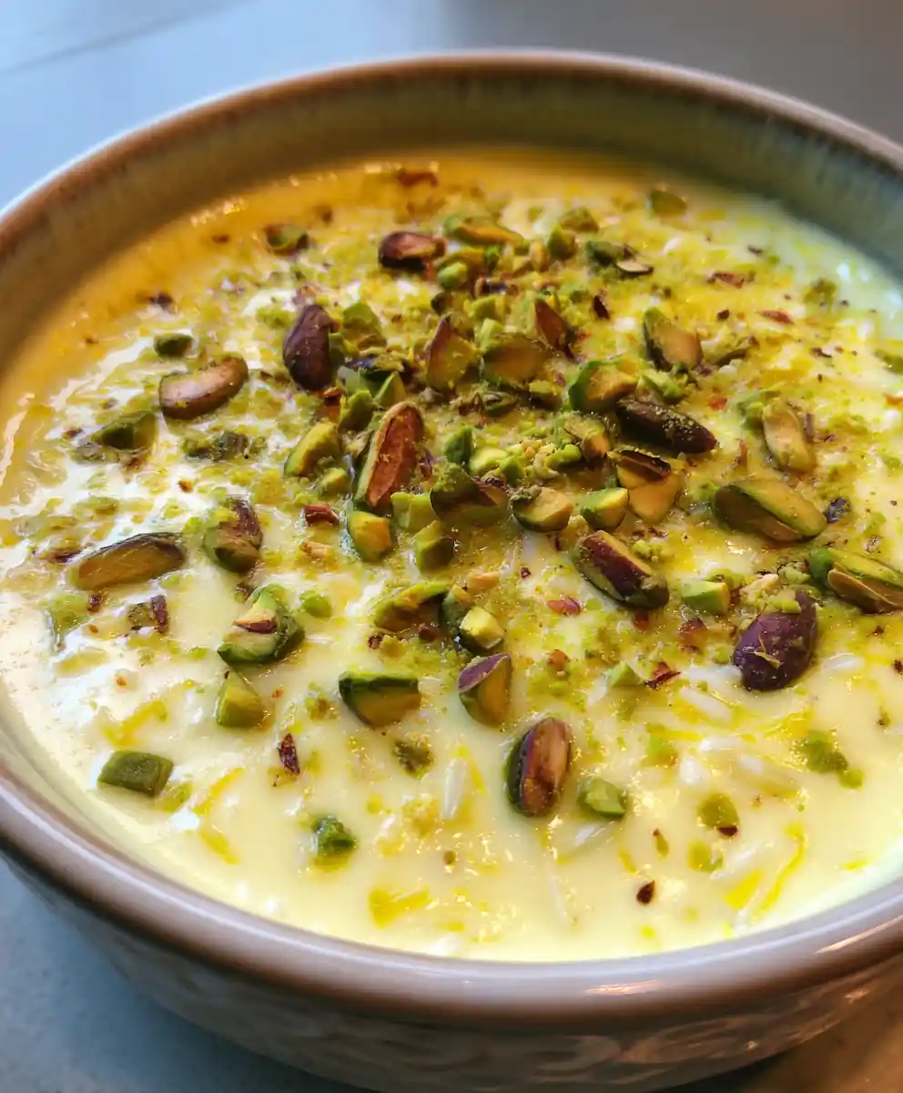Rice Kheer Recipe Saffron Pistachio Ribboned 7 rice kheer recipe Saffron Pistachio Ribboned