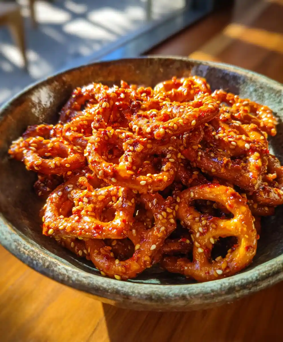 spicy pretzel recipe Chili Dust and Sesame Specks