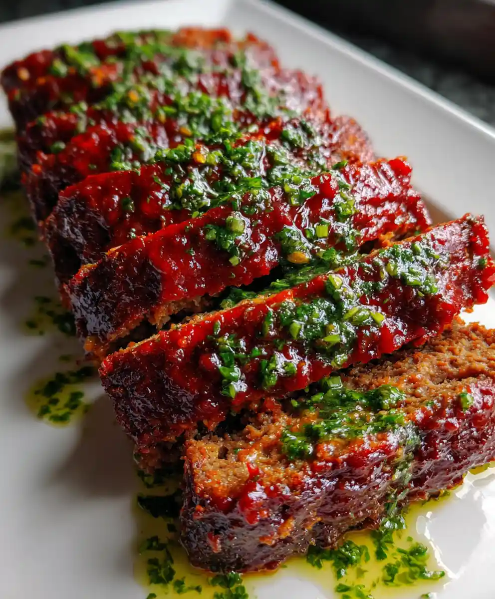 stovetop meatloaf recipe Tomato Glaze and Green Herb Oil
