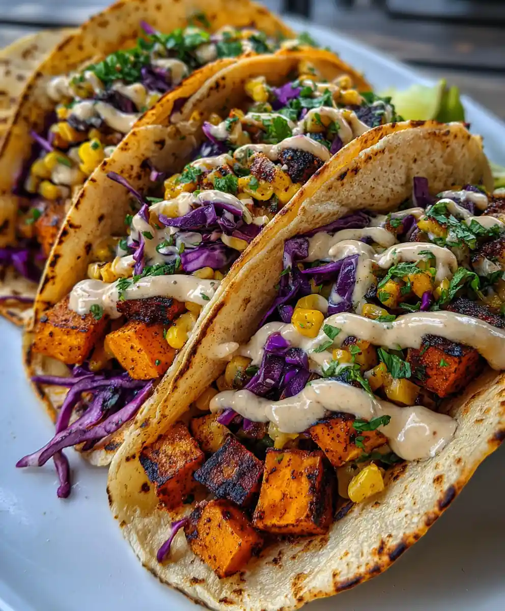 sweet potato tacos recipe Charred Corn and Purple Slaw