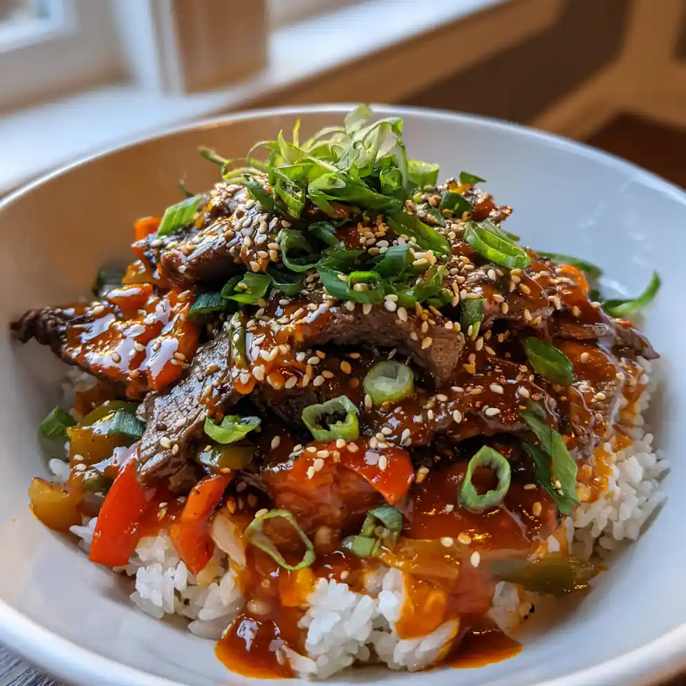 beef and pepper rice bowl recipe