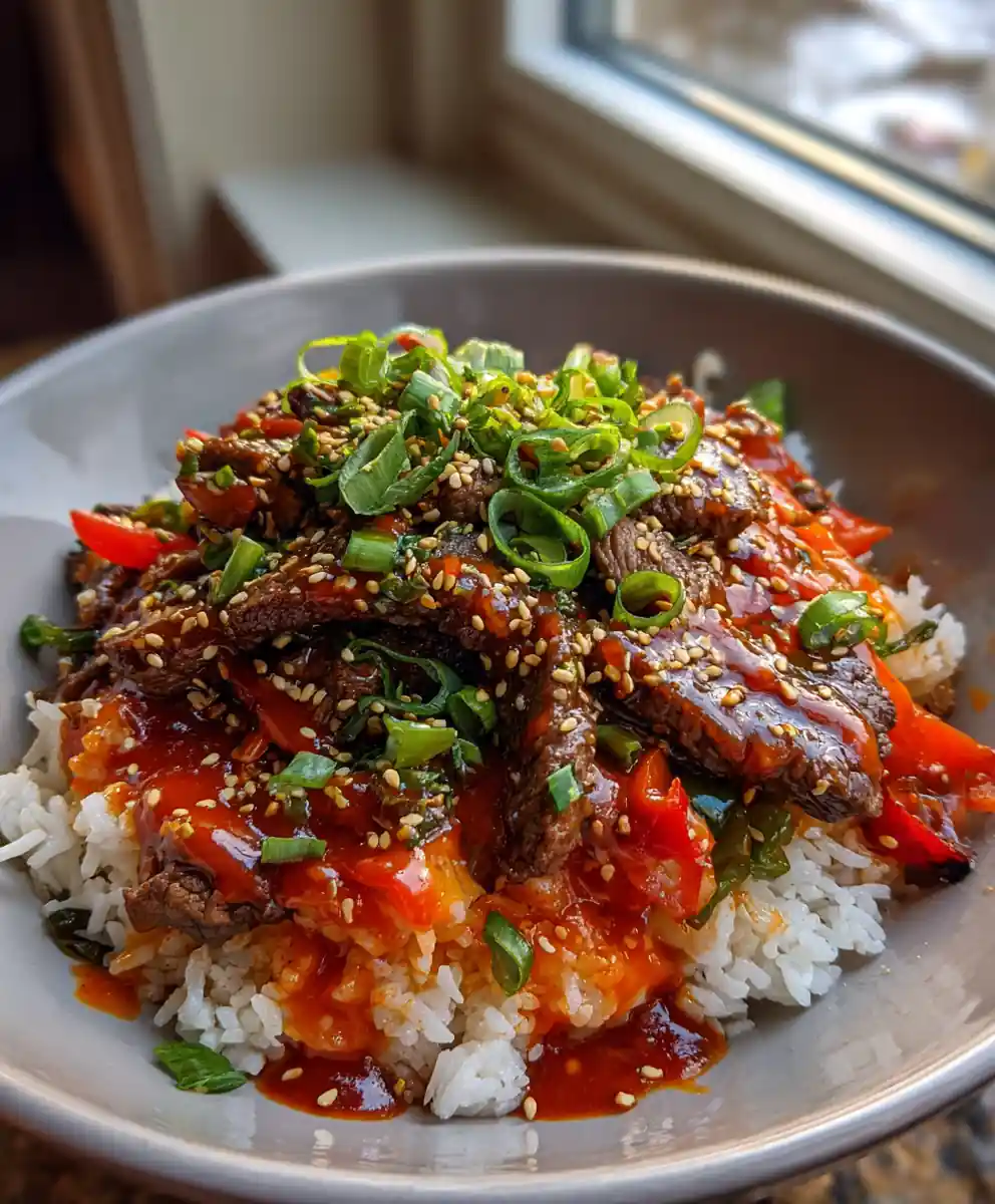 beef and pepper rice bowl recipe