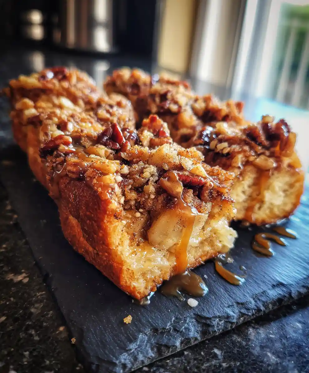 Apple Fritter Bread With Maple Brown Butter Caramel Swirl