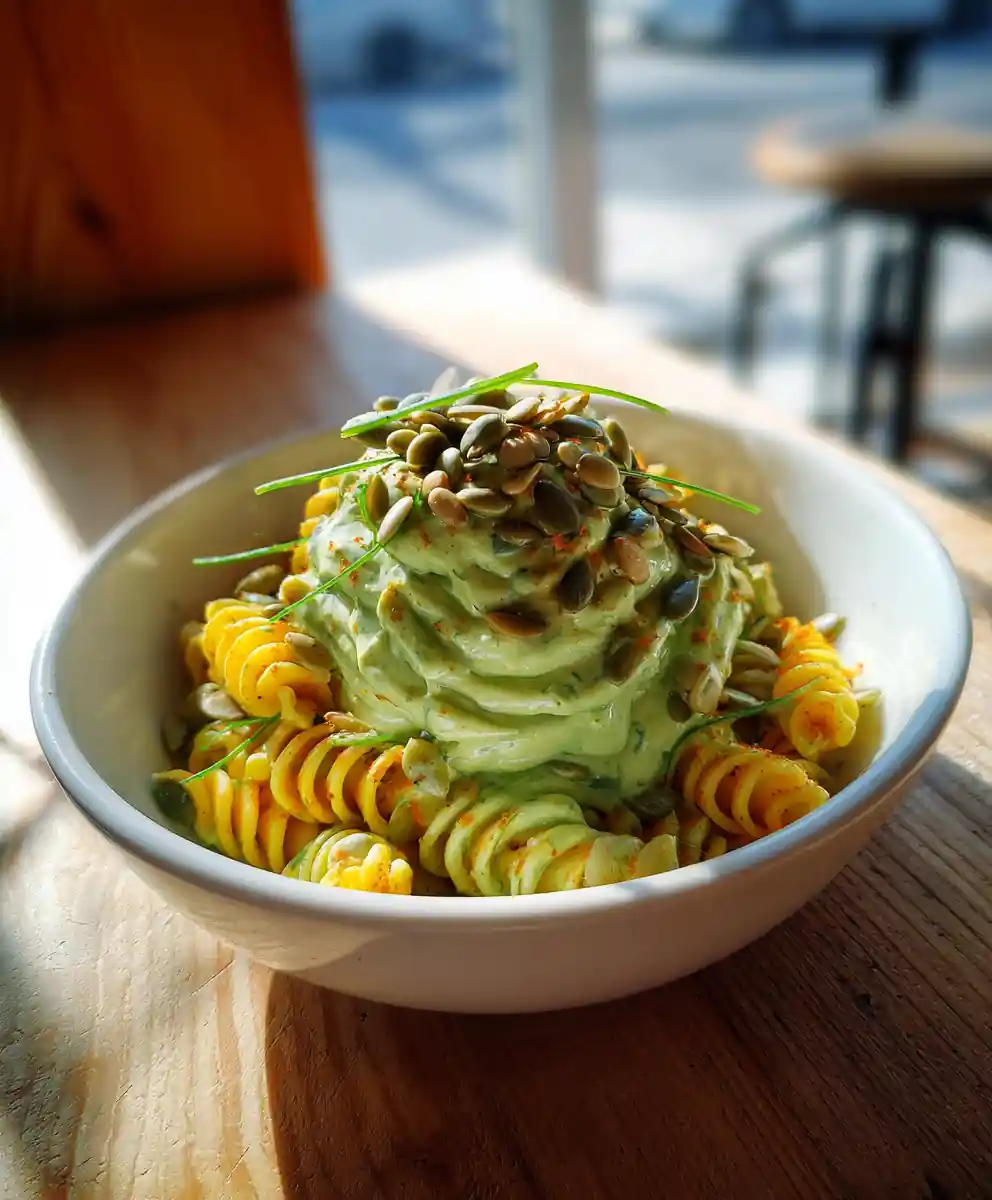Basil Infused Avocado Swirl Deviled Egg Pasta Salad 7 Basil Infused Avocado Swirl Deviled Egg Pasta Salad