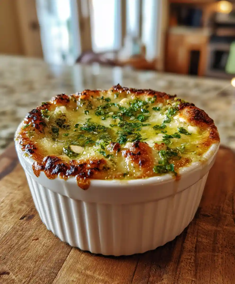 Broccoli Potato Cheese Soup With Roasted Garlic Cheese Crust