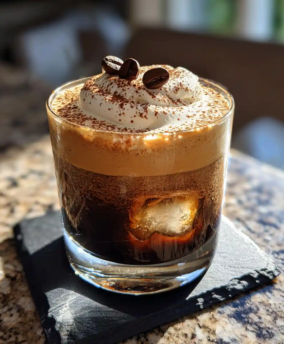 Cardamom Spiced Coffee Cocktail With Creamy Swirl