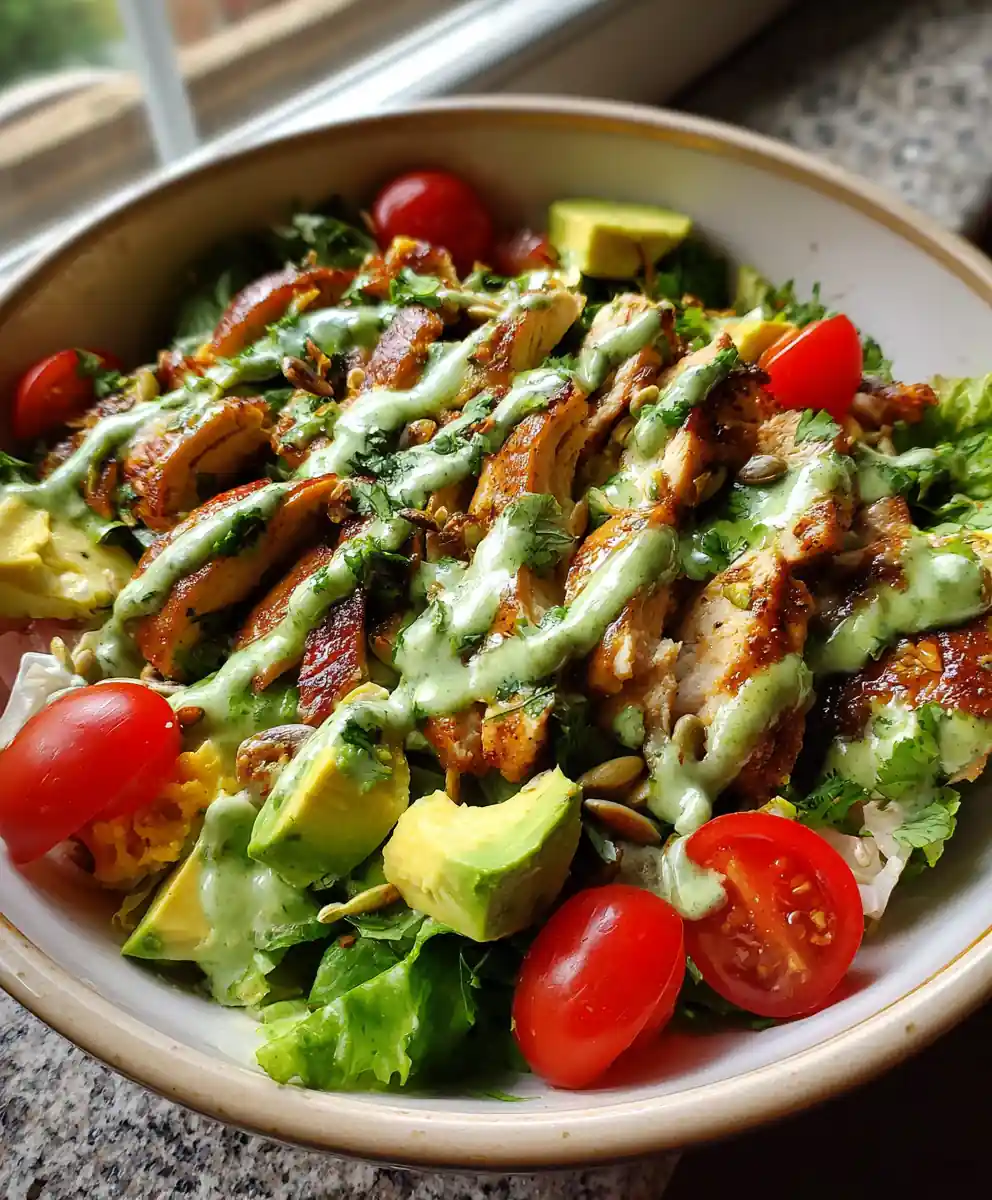 Cilantro Lime Avocado Chicken Salad With Yogurt Drizzle