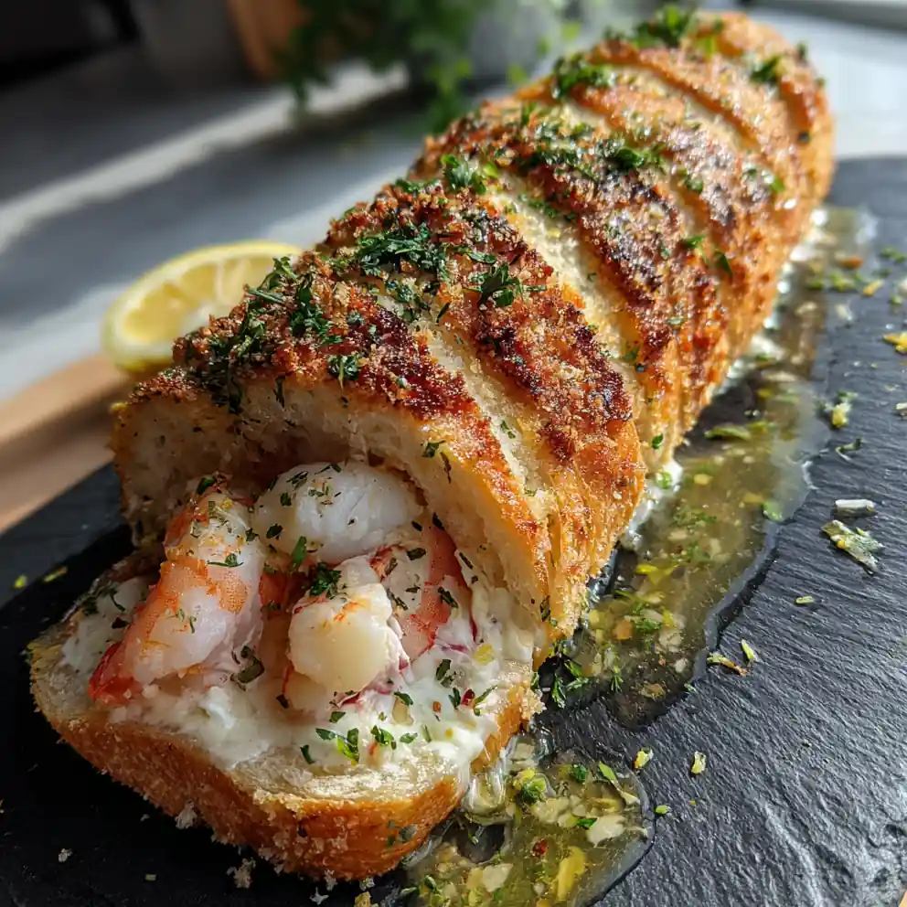 Citrus Herb Swirled Stuffed Seafood Bread