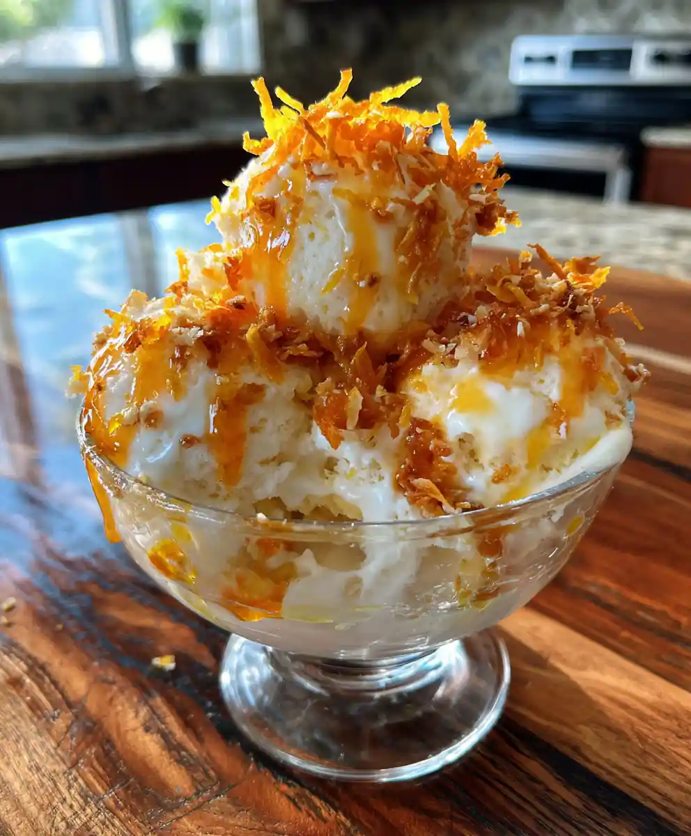 Coconut Orange Sorbet With Caramelized Citrus Swirl