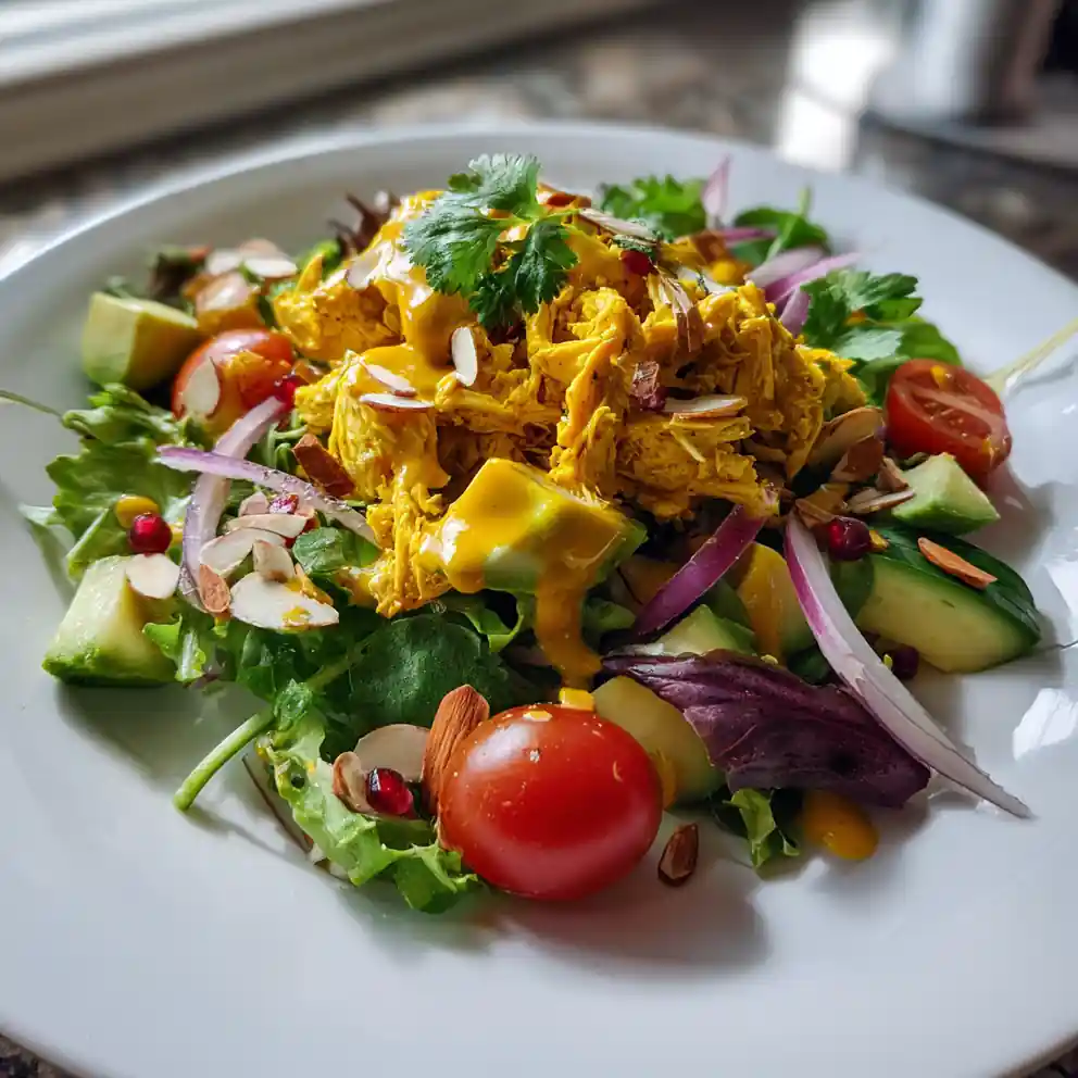 Golden Turmeric Chicken Salad With Pomegranate And Almonds 1772083297.7657092