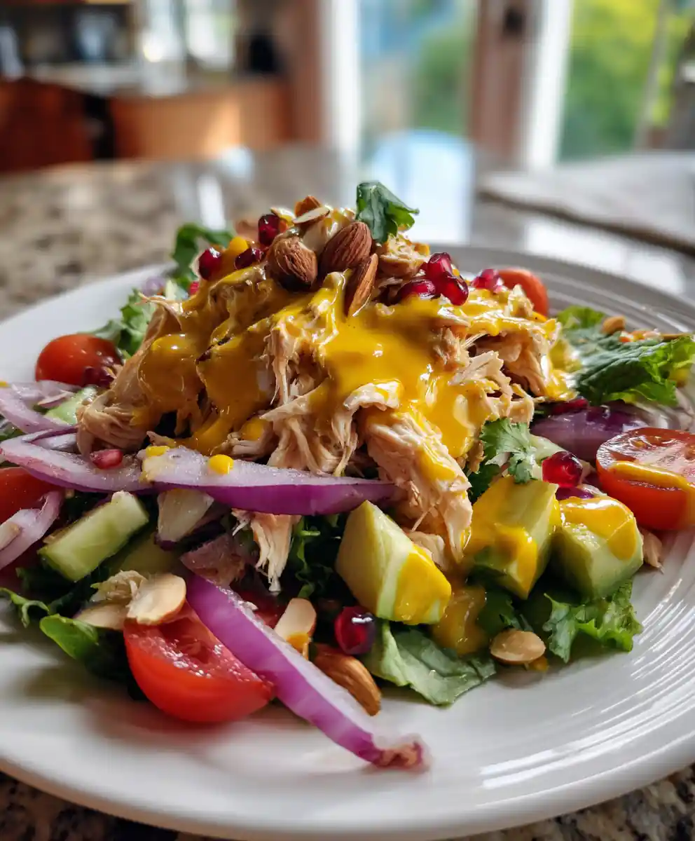 Golden Turmeric Chicken Salad With Pomegranate And Almonds