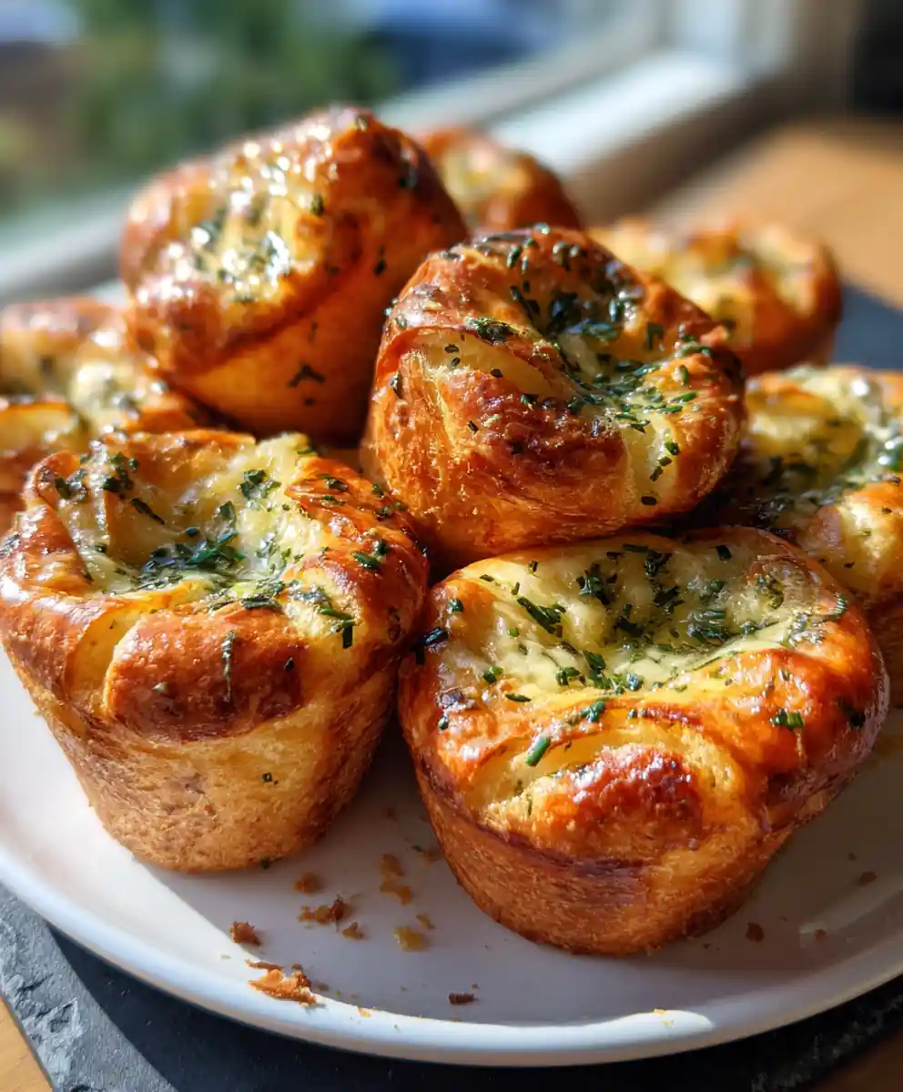 Herb Cheddar Swirl Popovers With Lemon Butter Drizzle