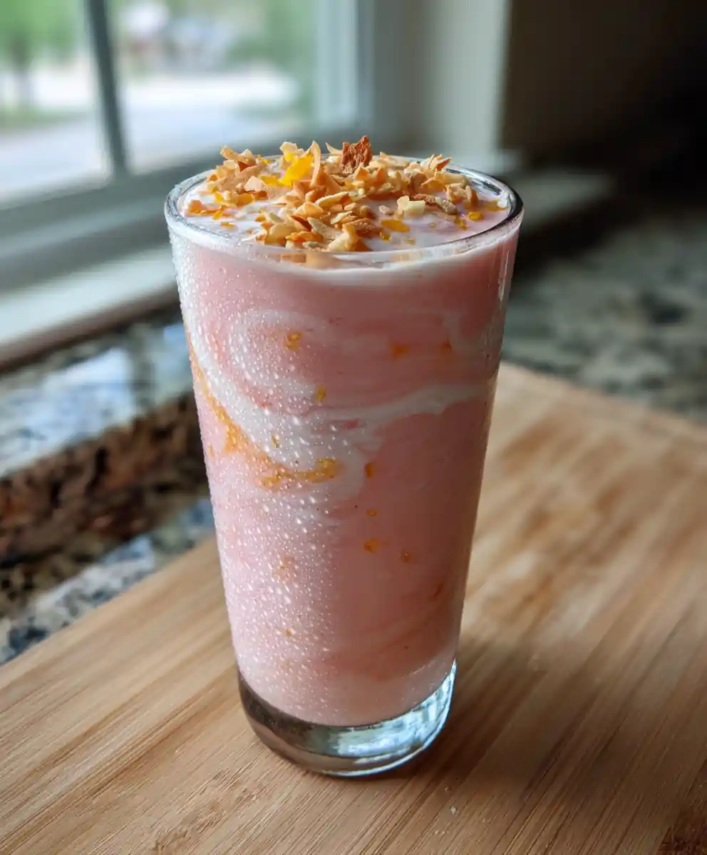Peach Banana Smoothie With Cardamom Swirled Coconut Yogurt