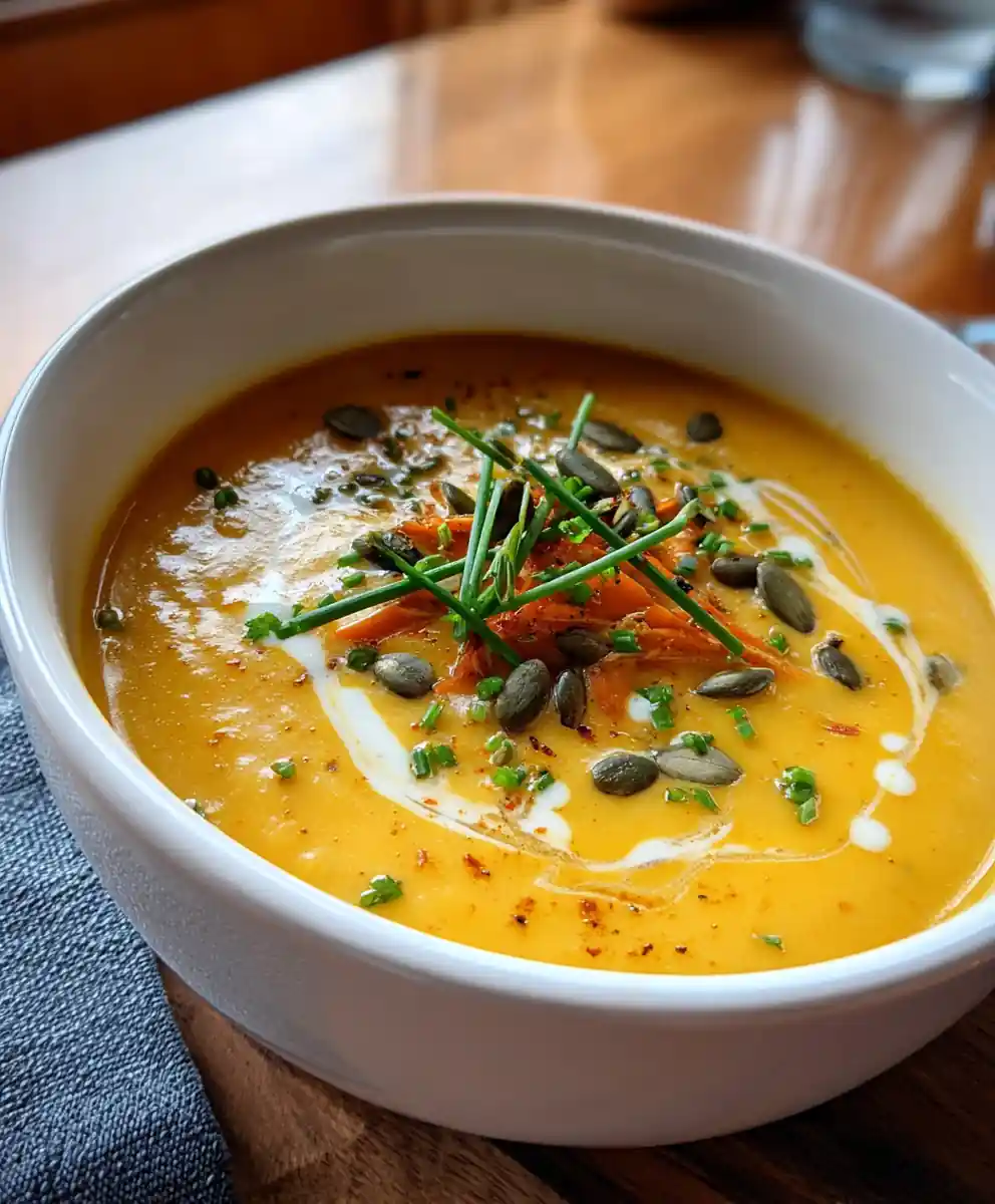 Potato Soup with Saffron Cream Swirl