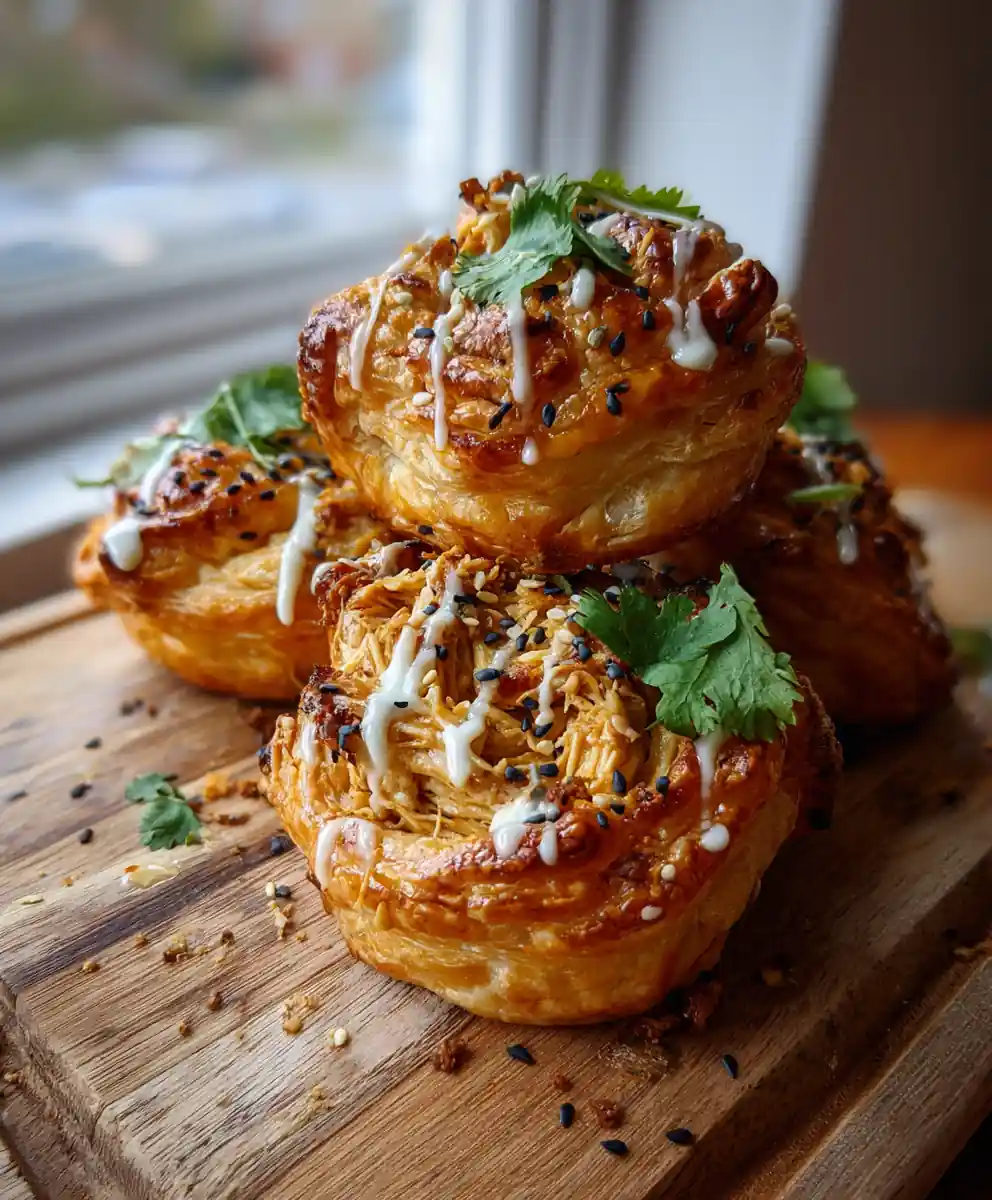 Pulled Chicken Pastry Puffs with Chipotle Honey Glaze