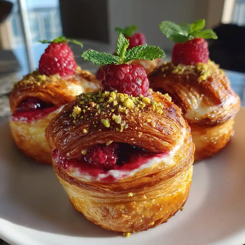 Raspberry Cream Cheese Cruffins With Rose Pistachio Crumble 1772035566.4414926