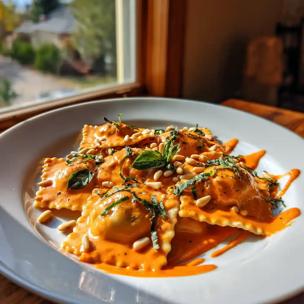 Ravioli With Roasted Red Pepper Cream Sauce 1772077165.640376