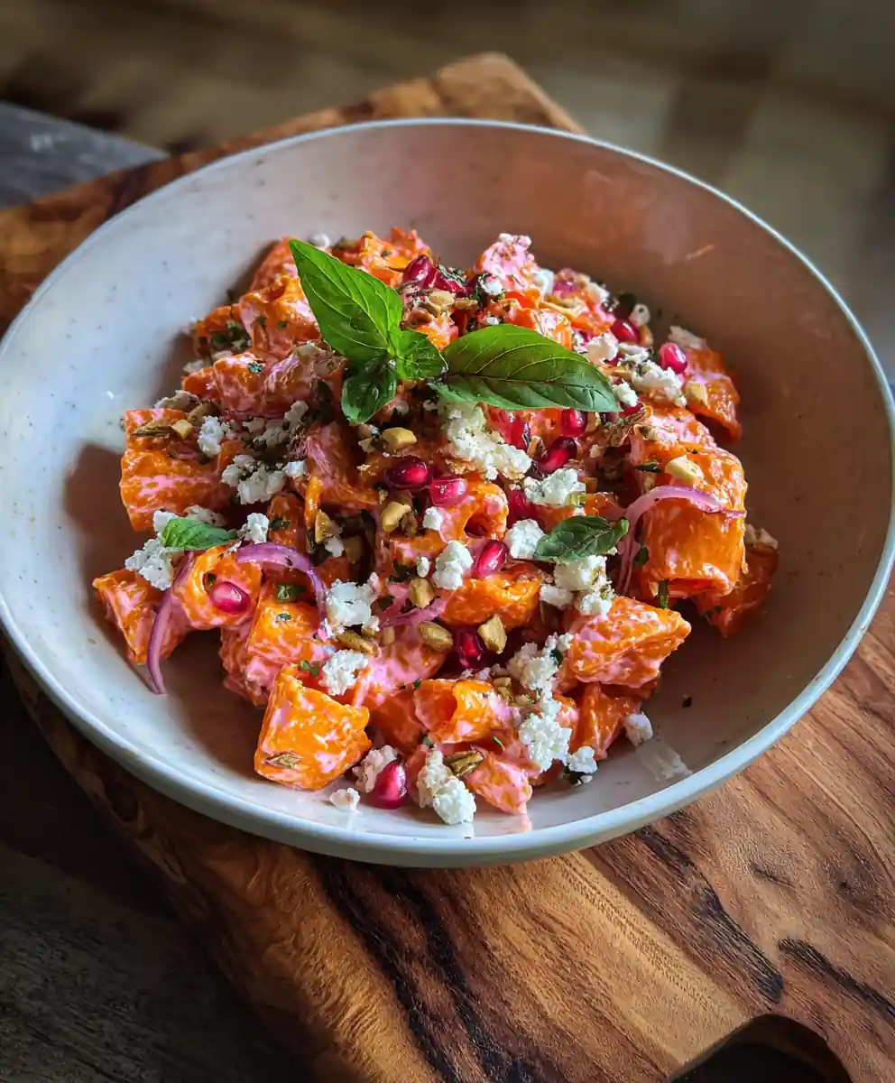 Roasted Red Pepper Yogurt Pasta Salad With Pine Nut Crunch