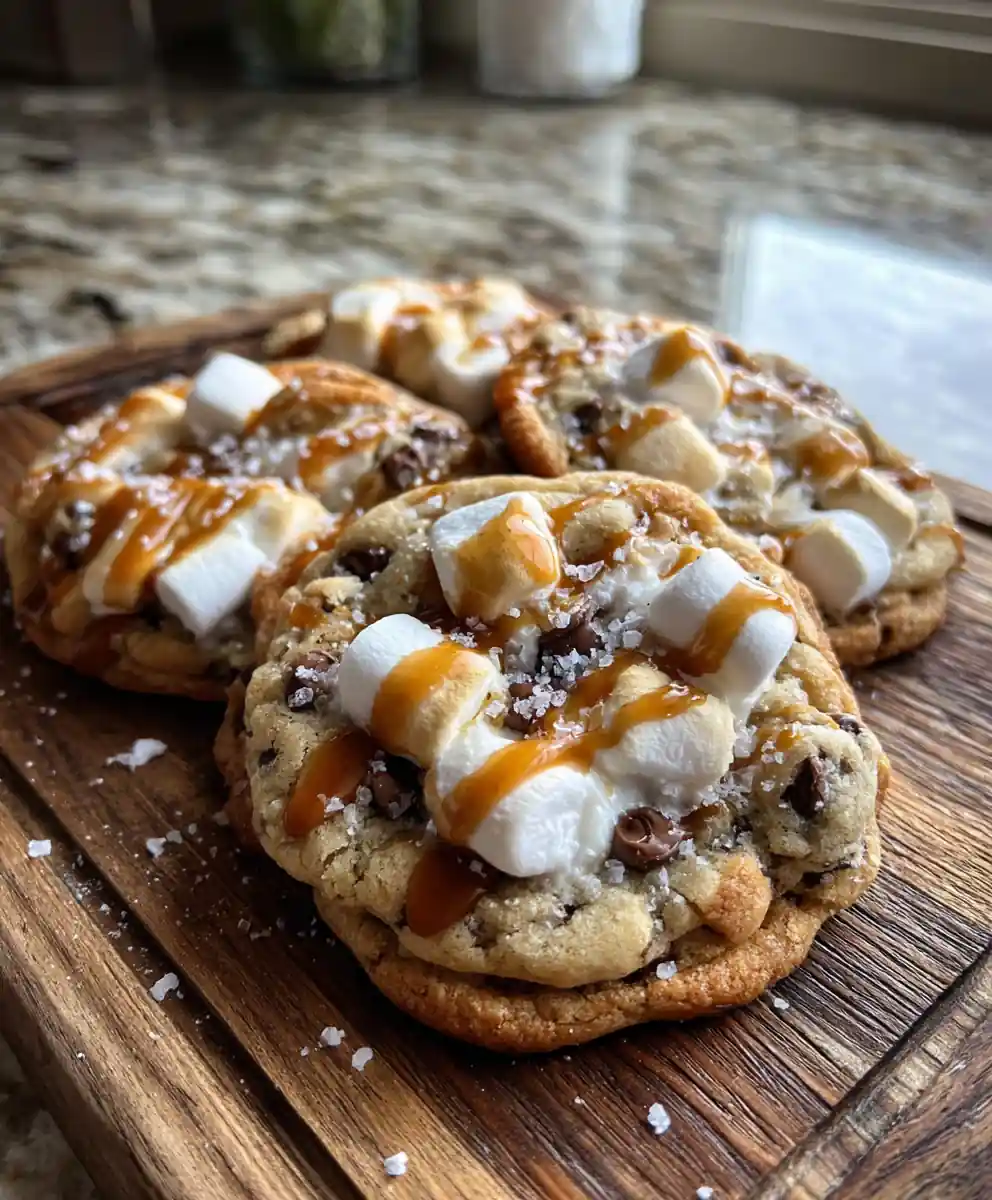 S'Mores Blossom Cookies With Salty Caramel Swirl