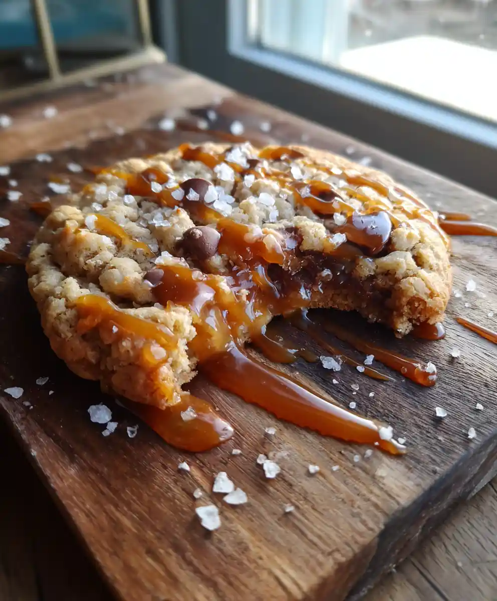 Salted Caramel Swirl Rice Krispie Chocolate Chip Cookies