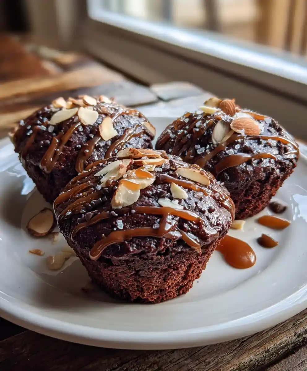 Salted Dark Chocolate Ganache Sour Cream Double Chocolate Muffins