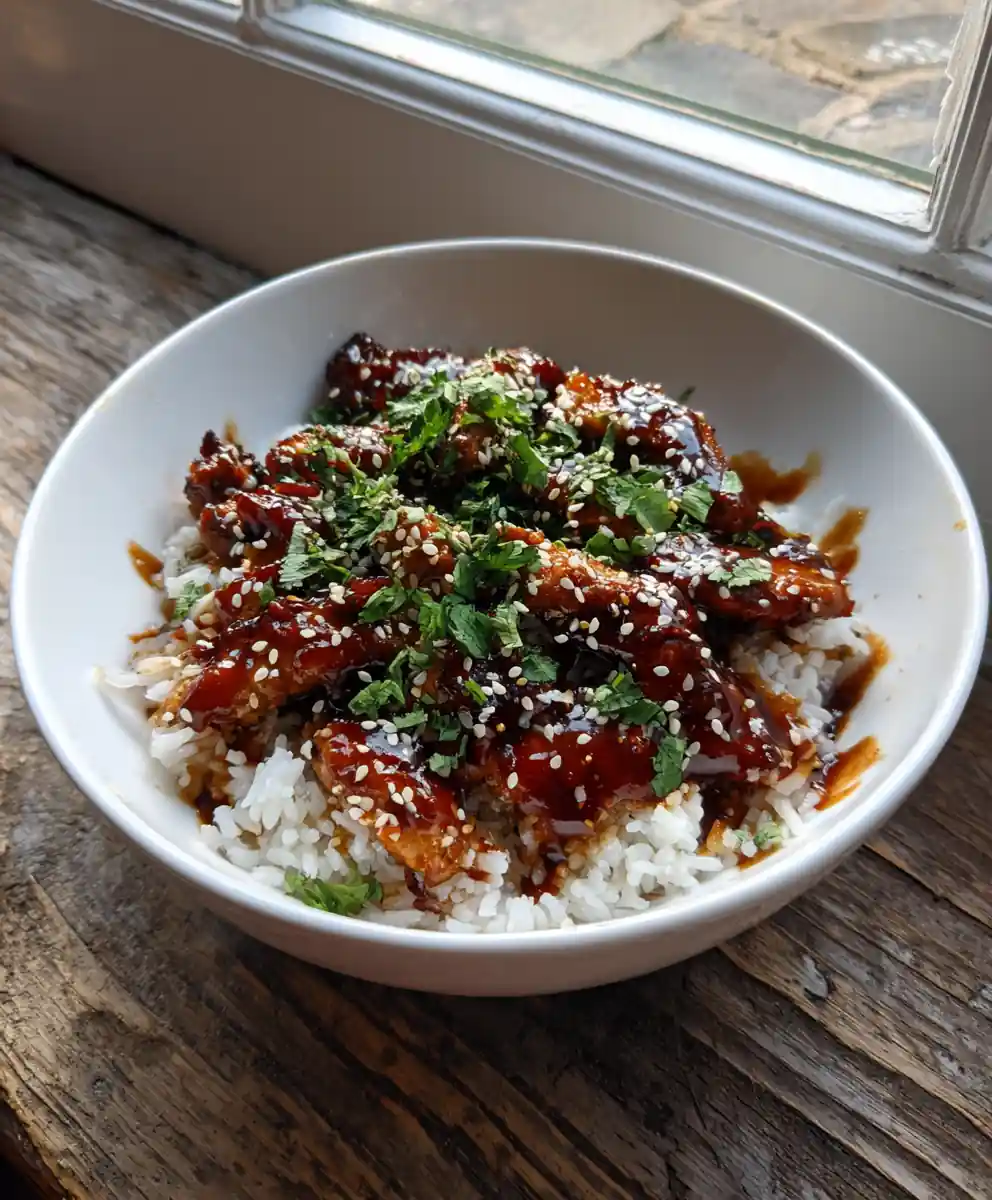 Smoky Chipotle Honey Bbq Chicken Over Fragrant Rice