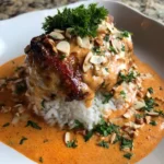 Smothered Chicken And Rice With Roasted Red Pepper Cream 1772134520.1190543