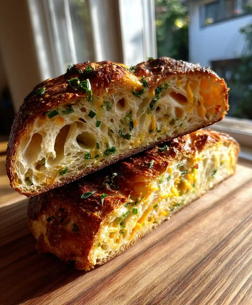 Spicy Jalapeño Cheddar Swirl No Knead Bread