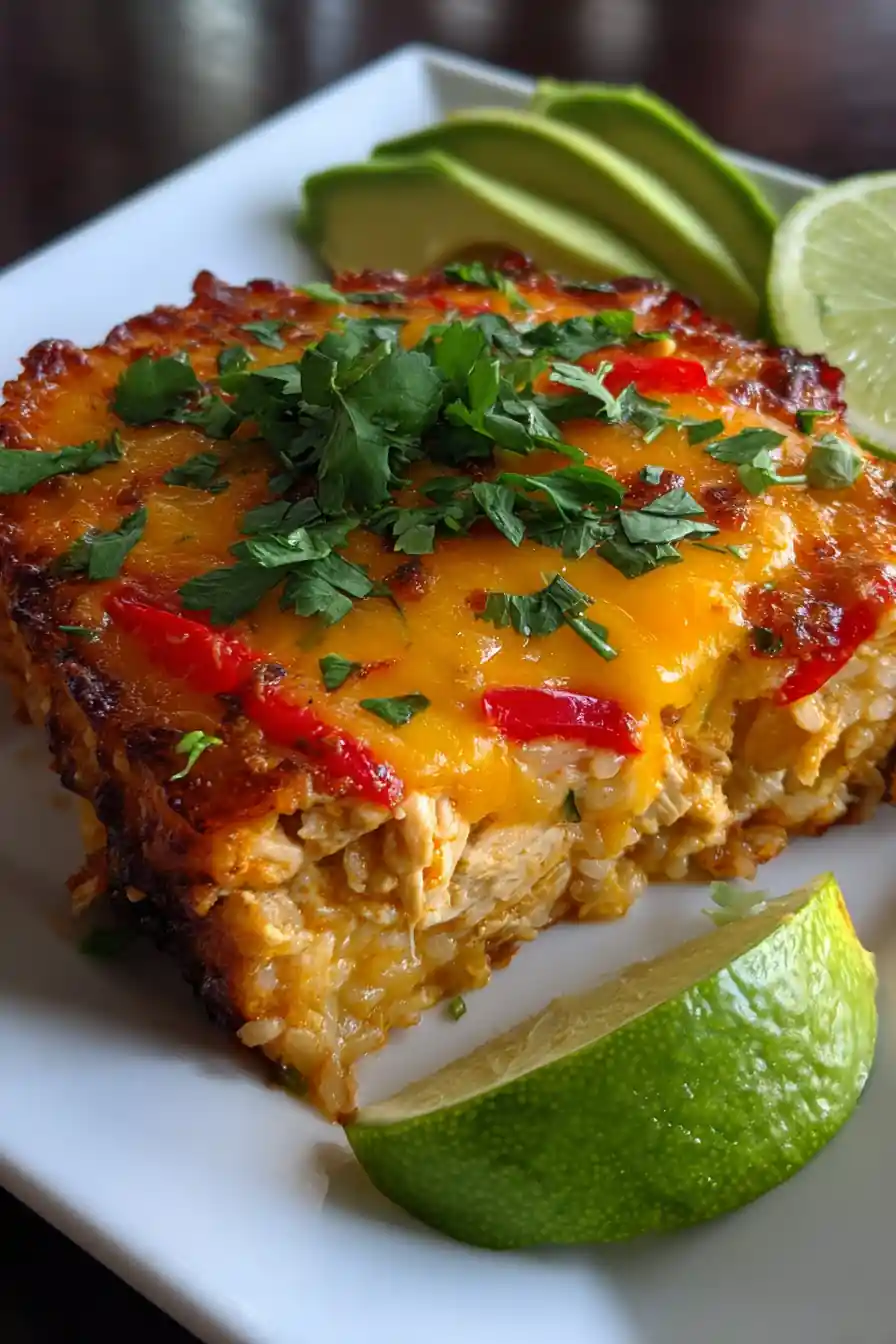 Cheesy Taco Chicken Rice Casserole – Creamy, Juicy, Easy Family Dinner