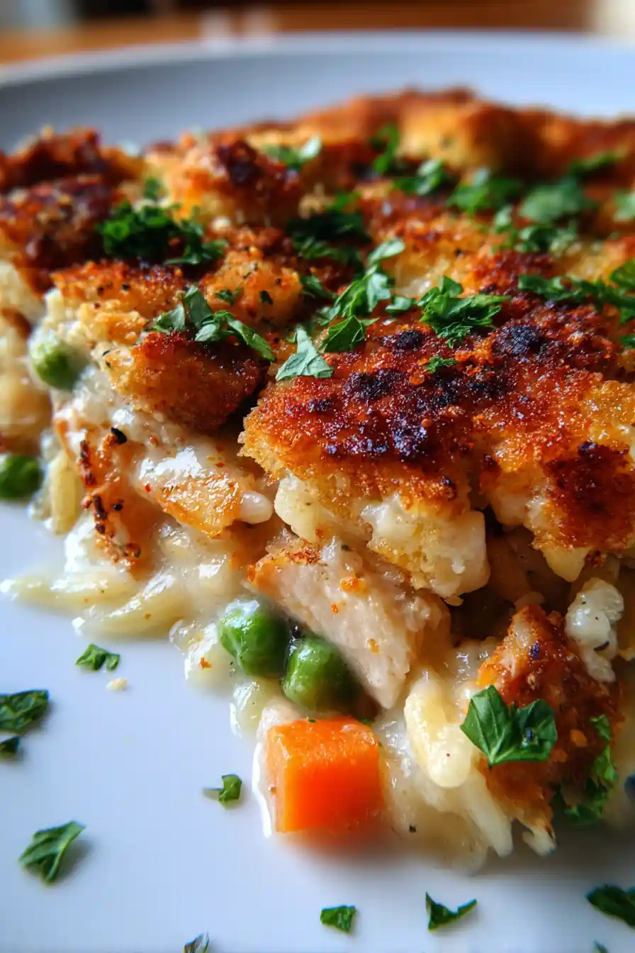 Cozy Chicken Pot Pie Orzo Bake