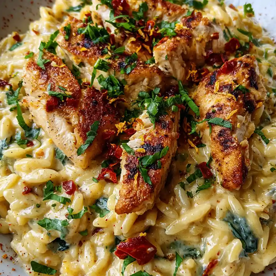 Easy Creamy Boursin Chicken Orzo