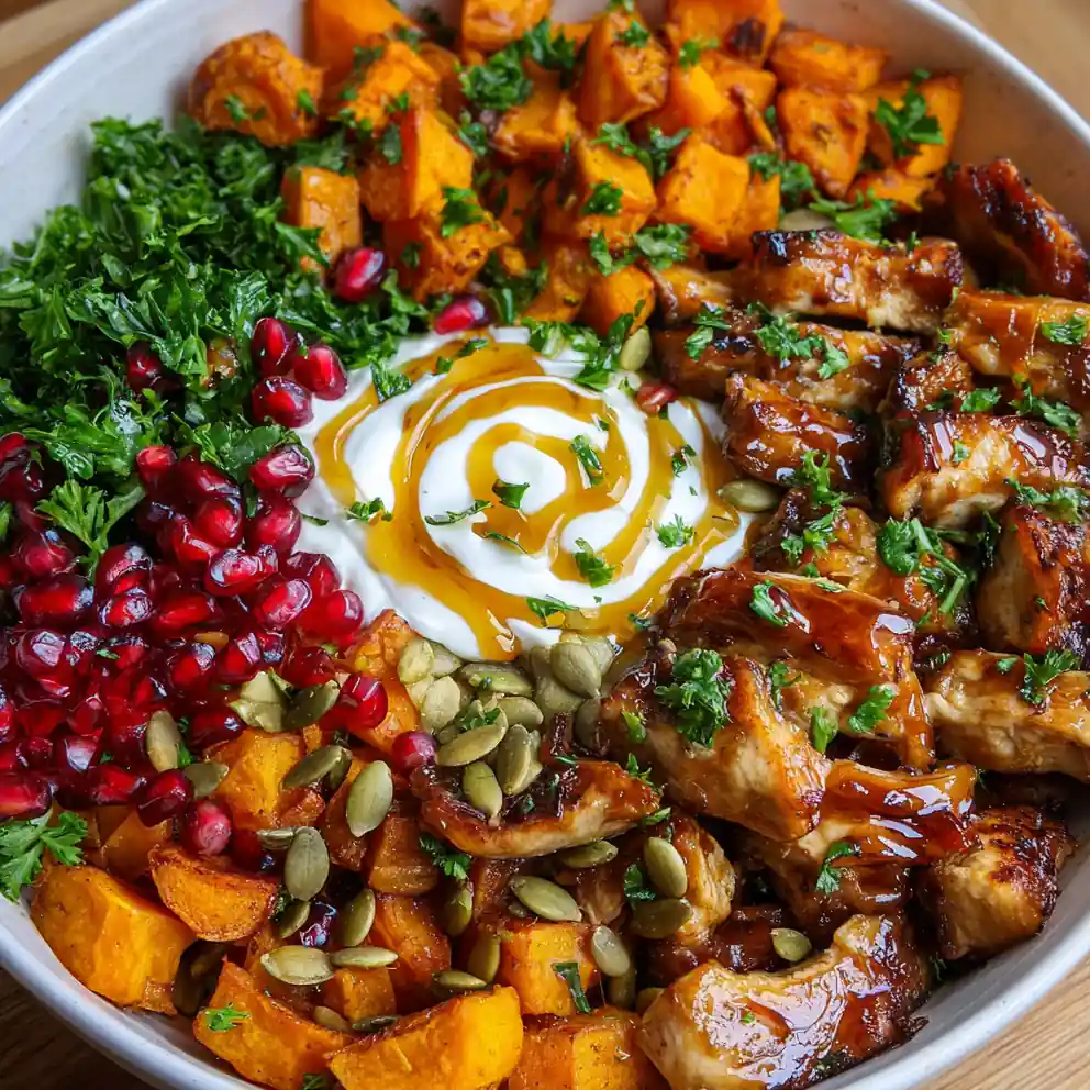 Easy Maple Dijon Chicken Bowl With Sweet Potatoes
